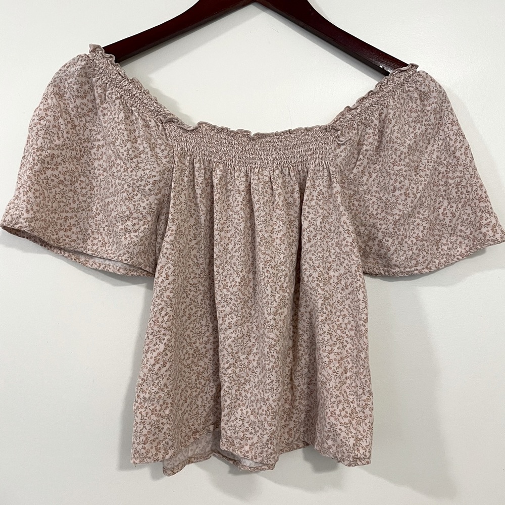 Womens Medium Floral Pink Off Shoulder Blouse